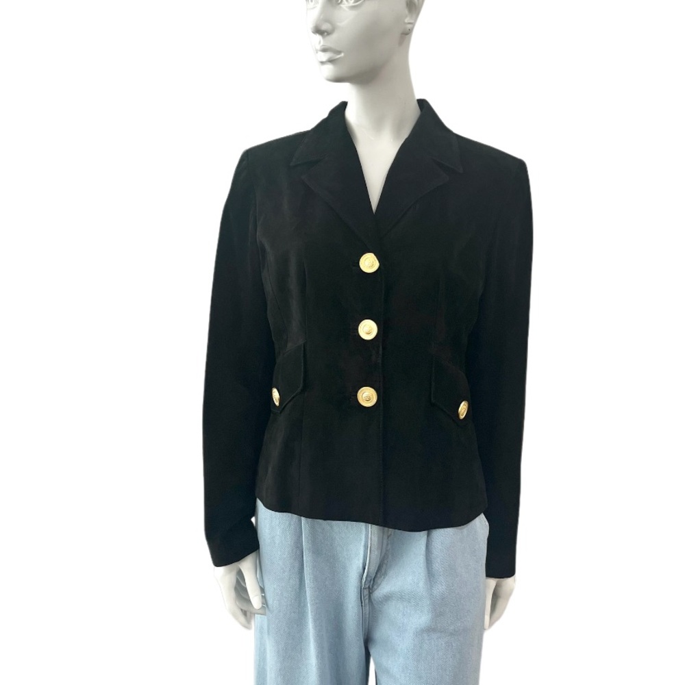 Vintage Danier Black Suede Statement Button Jacket